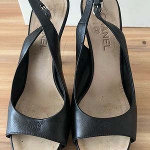 Chanel Open Toe  sandals  black  41h